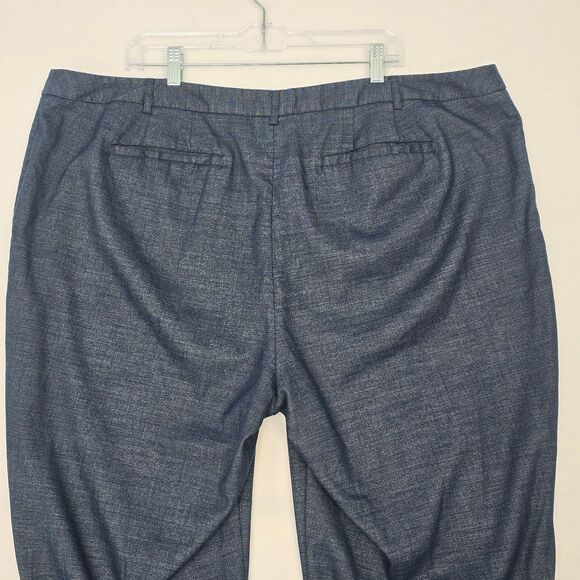 Lane Bryant Womens 26 Dark Blue Chambray Wide Leg Cuffed Stretch Trouser Pants - Picture 4 of 13